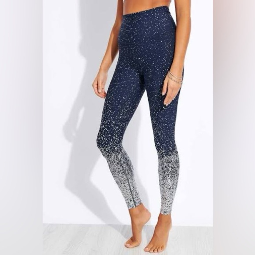 Beyond Yoga, navy blue alloy, ombré silver leggings XS extra small